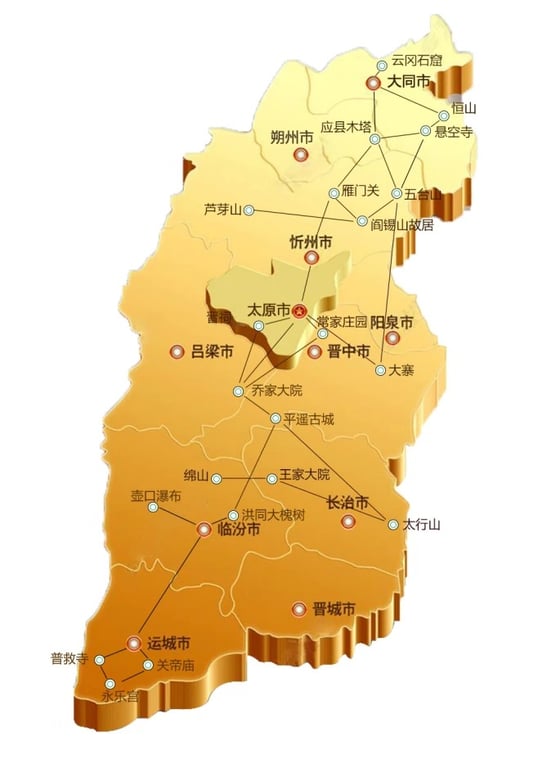 In den Fels gebaute Gebäude des Xuankong-Tempels nahe dem Mount Hengshan