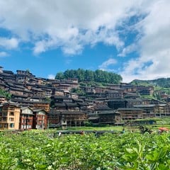 Miao village buildings in the hills near Fenghuang