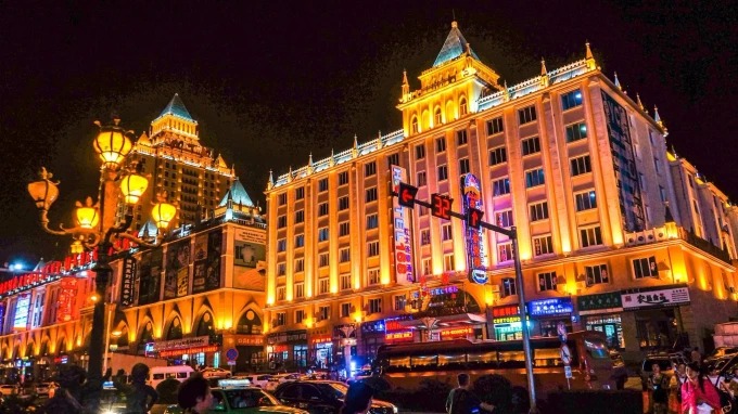 Manzhouli city lights at night