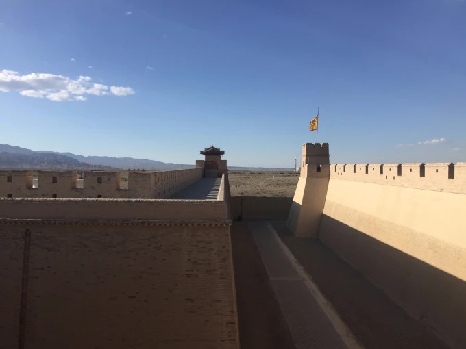 Wall towers and ramparts at Jiayuguan Fort