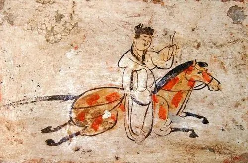 Mural detail inside a Wei-Jin brick tomb