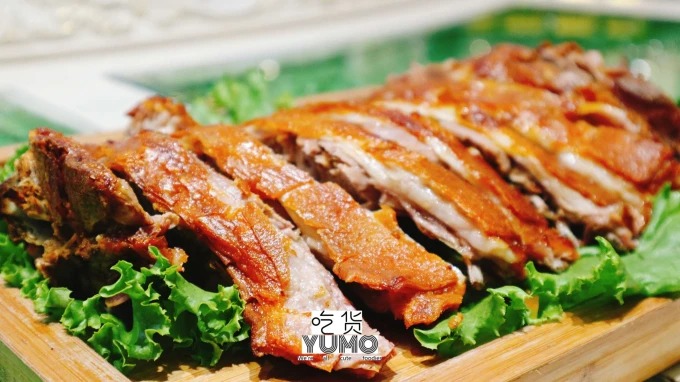 Roast lamb back with a browned crust