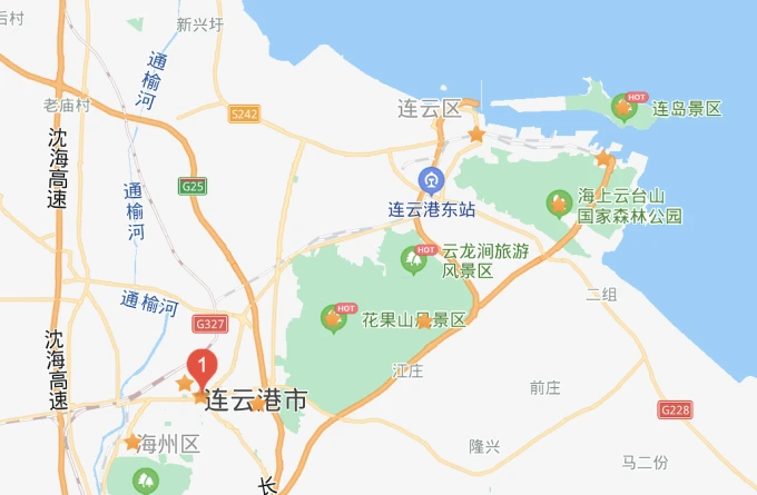 Meer- und Hügellandschaft in Lianyungang