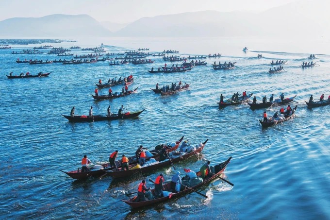 Fishing boats during the Kaihai festival