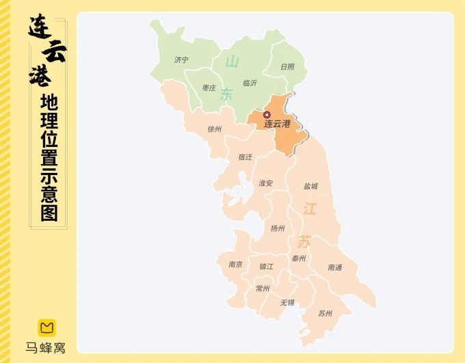 Map showing Lianyungang's position in northern Jiangsu