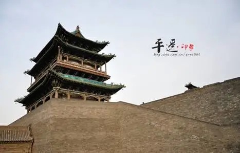 Pingyao city wall at sunset