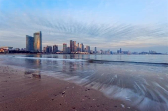 Praia larga na Terceira Praia de Banho de Rizhao