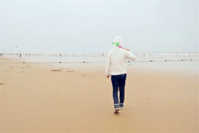 Praia e mar em Wanpingkou, Rizhao