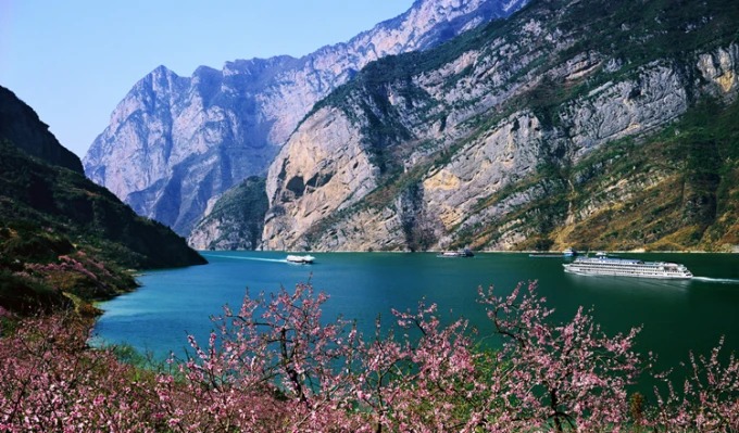 River water and steep gorge walls in the Three Gorges
