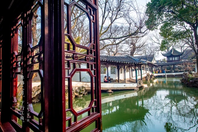 Ein Winkel des Gartens des Bescheidenen Beamten in Suzhou