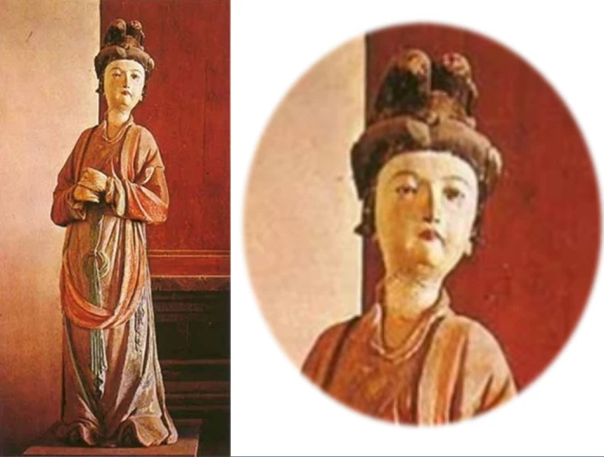 Painted clay attendant figure in the Goddess Hall
