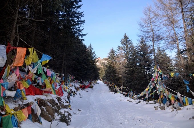 Neige sur la route d’accès au Wutai Shan