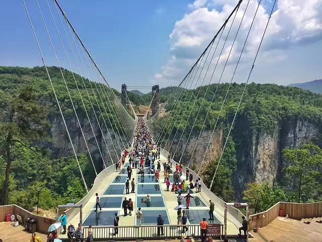 Visiteurs sur le pont de verre du Grand Canyon