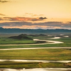 Abendlicht über der Ersten Schleife des Gelben Flusses